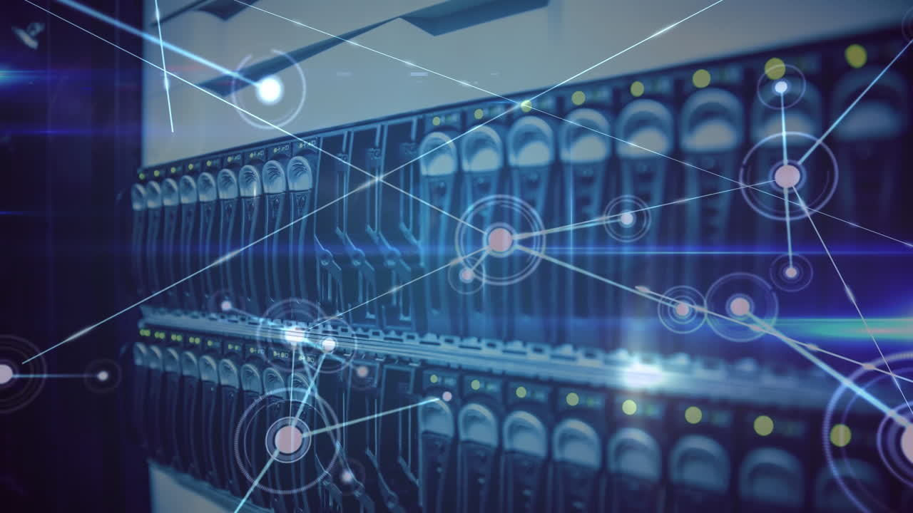 Animation of network of connections over computer server hardware