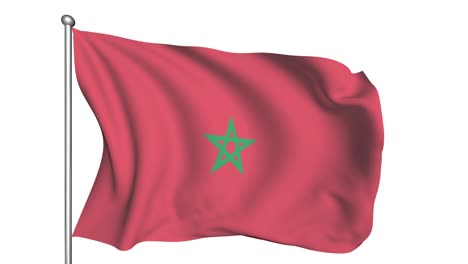 flag of morocco in the wind (alpha channel, semi-transparent, loopable)