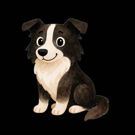 adorable cartoon dog illustration animation isolated asset, transparent 4k video, alpha channel