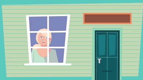 woman in house stay at home campaign animation