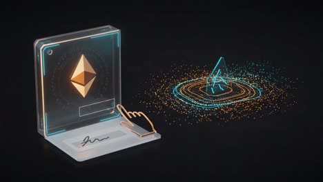 innovative digital display showcasing a geometric symbol with a glowing background, highlighting technology and artistic design elements in a modern context