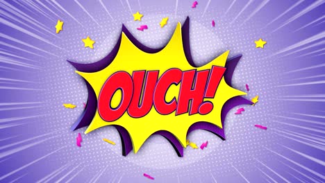 ouch comic text and speech balloon animation, with alpha matte, loop