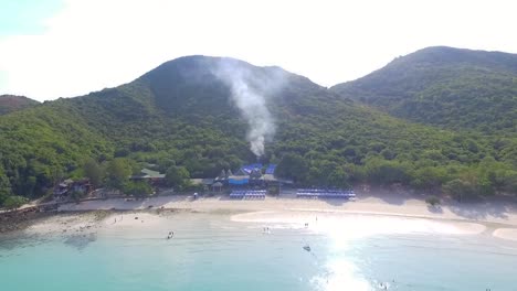 aerial view of tropical island beach resort