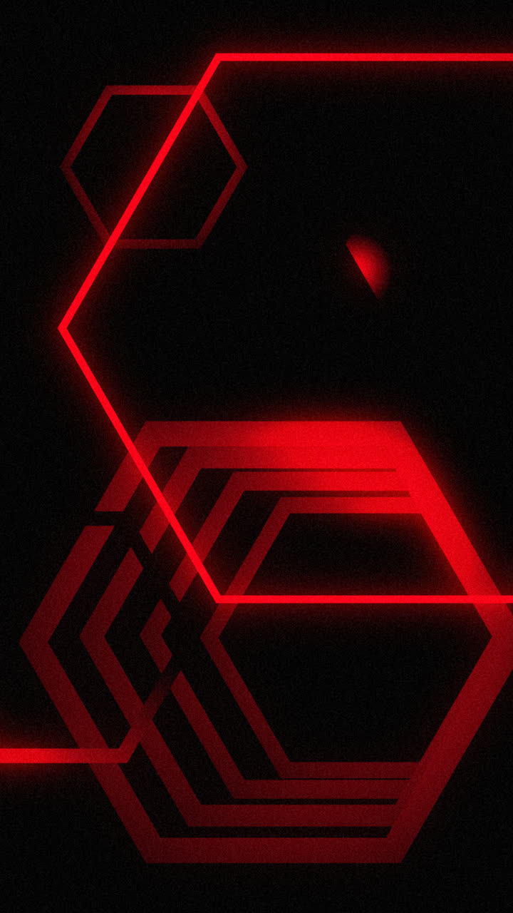Motion Graphic of Hexagonal design in red light lines