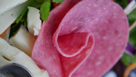 close-up of salami and cheese