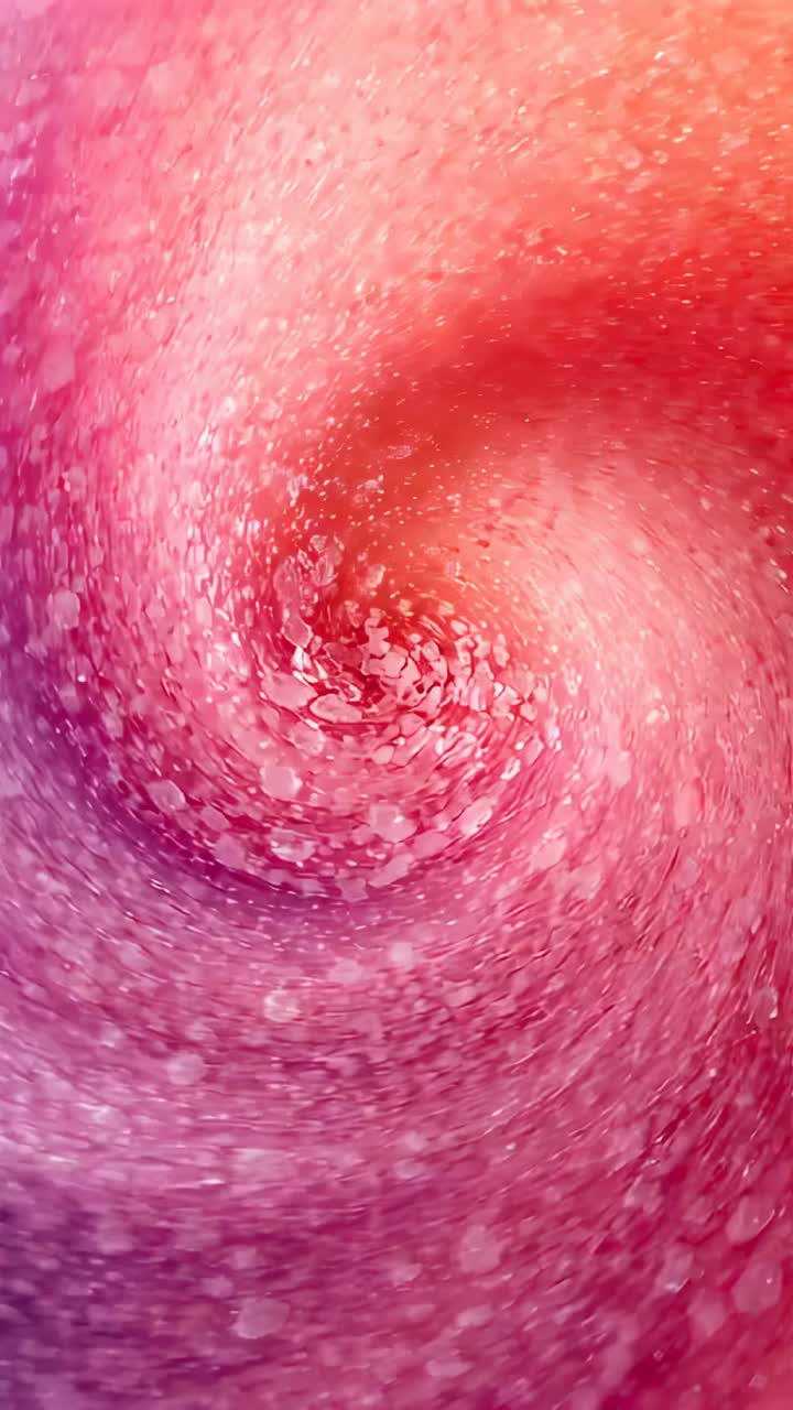 Vertical video: Emerging spiral rotating tightening around core with magenta particles, portrait