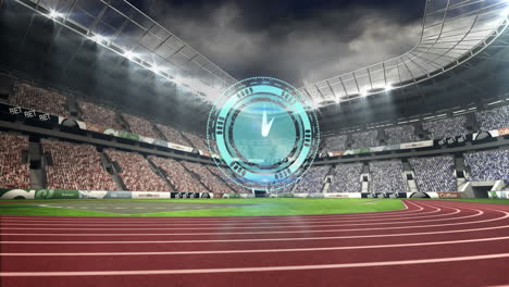 animation of digital clock over sports stadium