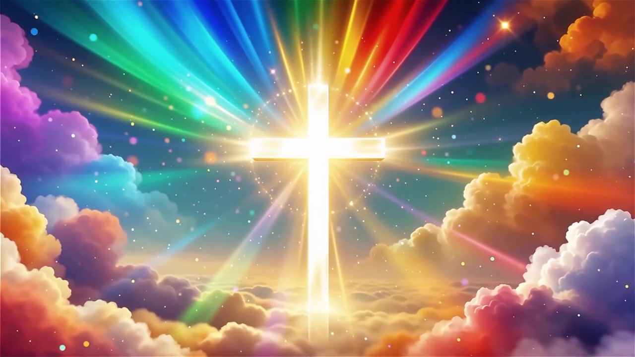 Cruz Cristiana con Luz Celestial, Fondo para Adoración.