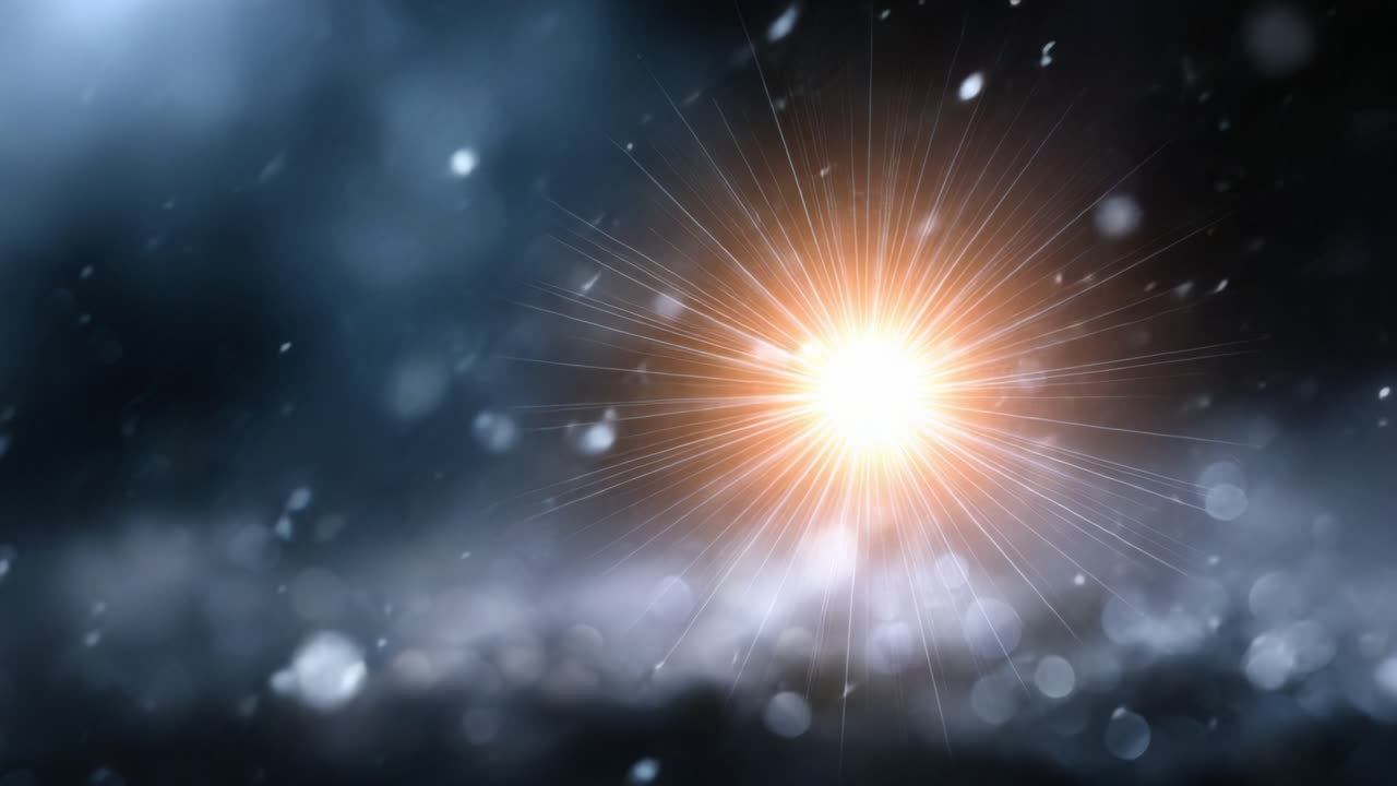 A Stunning Light Burst Illuminated by Dancing Snowflakes in a Dreamlike Ambience, Capturing the Essence of Winter's Beauty in Two Frames of Enchantment