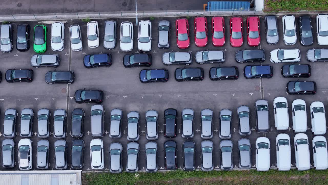 Aerial View of Cars in a Parking Lot