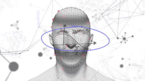 animación de cabezas y formas digitales sobre fondo blanco