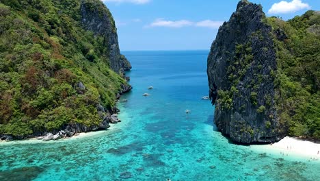 Aerial-reveal-of-Shimizu-and-Inatula-island-El-Nido,-Palawan,-Philippines