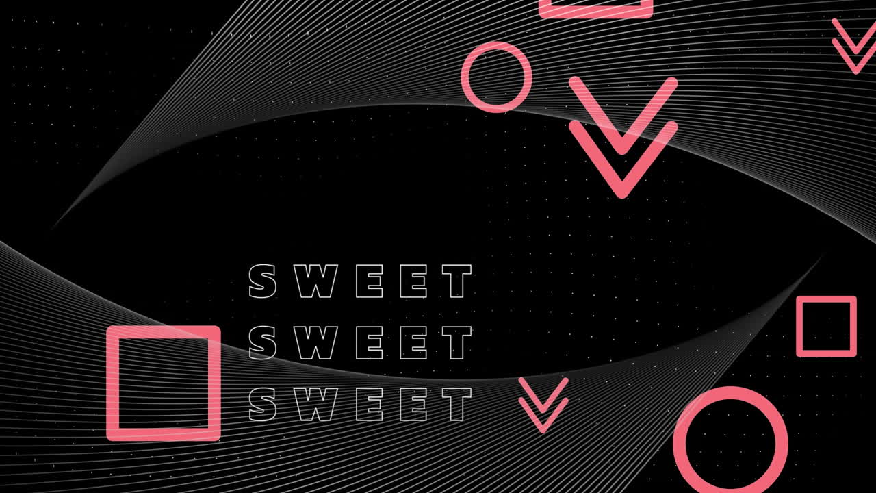 분홍색으로 떨어지는 모양 위에 달 ⁇ 한 텍스트의 애니메이션