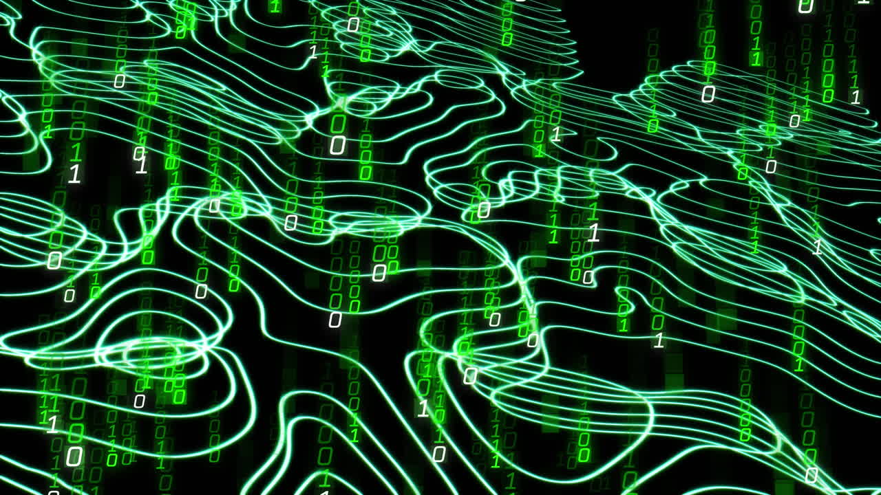 animación del procesamiento de datos de codificación binaria a través de una red de conexiones