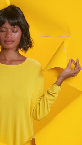 bright yellow backdrop inspires creative expression and cultural fusion