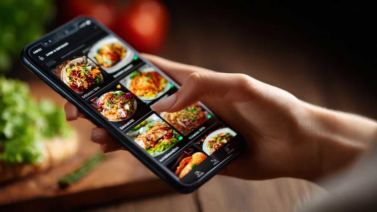 Exploring Culinary Delights: A Close Look at a Selection of Delicious Dishes on a Mobile Device, Highlighting the Joy of Digital Dining Experiences