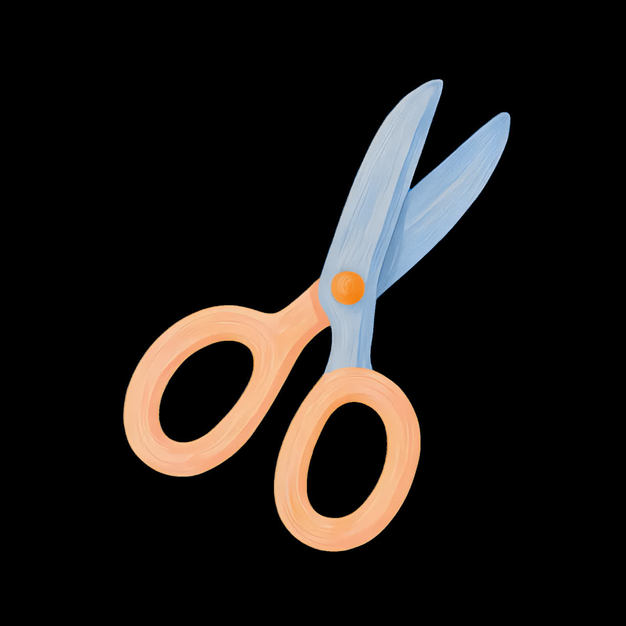 Colorful scissors animation isolated asset, transparent 4K video, alpha channel, ProRes 4444