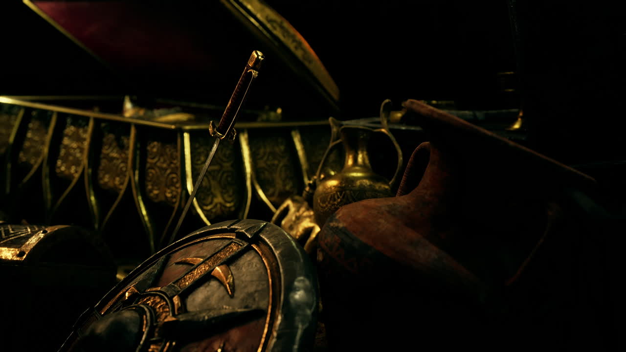 어 ⁇  속에서 보석과 금 동전을