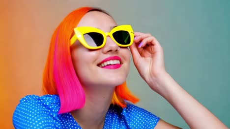 woman with colorful hair and sunglasses