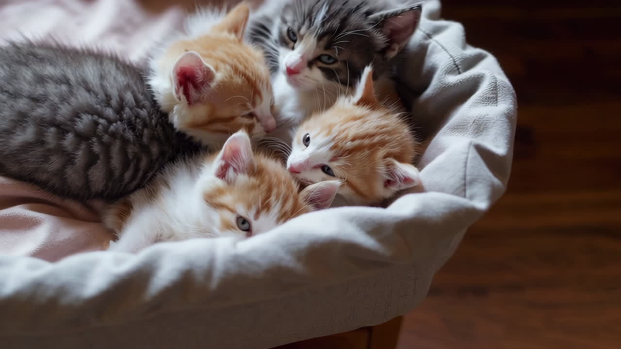 Grupo de Gatitos Durmiendo