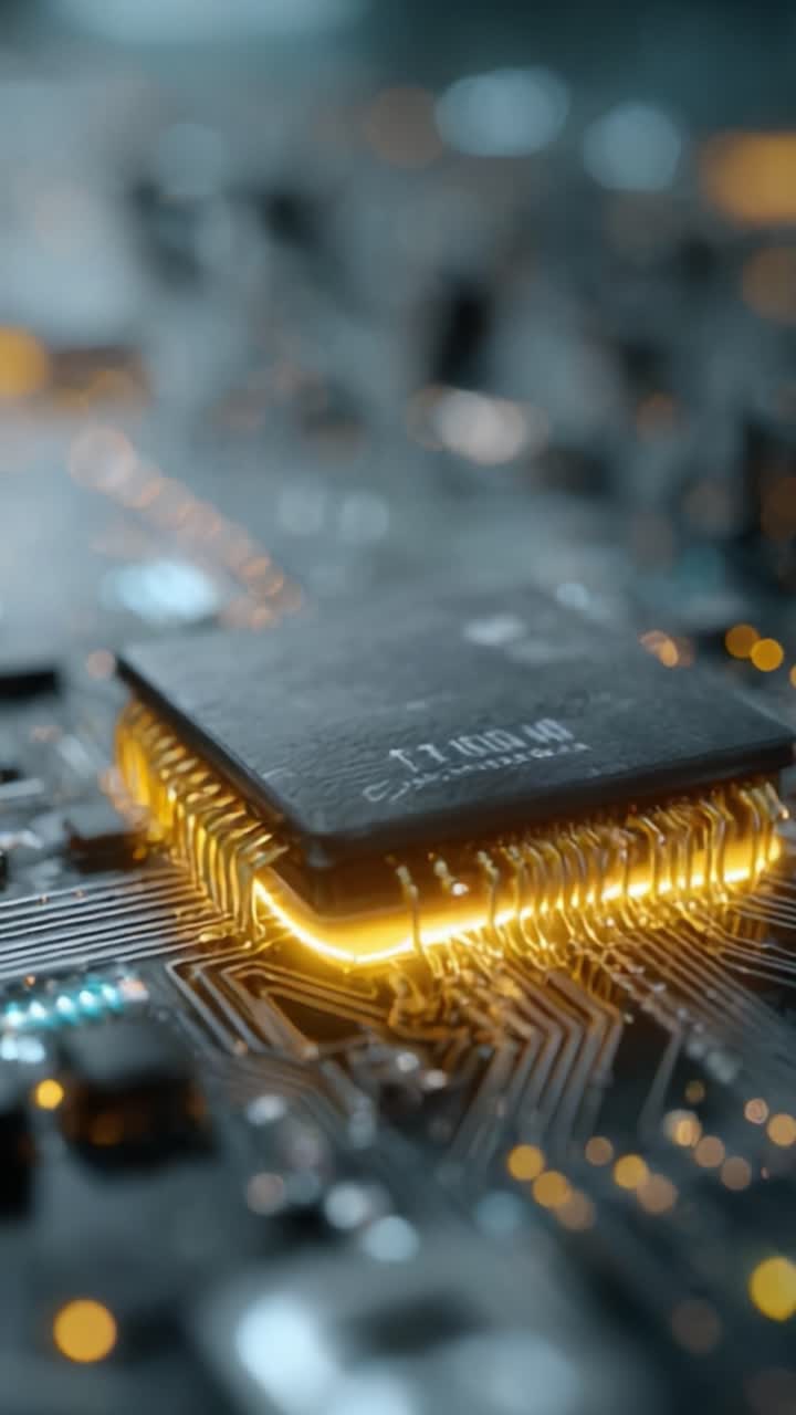Exploring the Intricate Design and Functionality of a Modern Microprocessor on a Circuit Board with Enhanced Lighting Effects