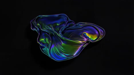 abstract iridescent fluid shape on black background