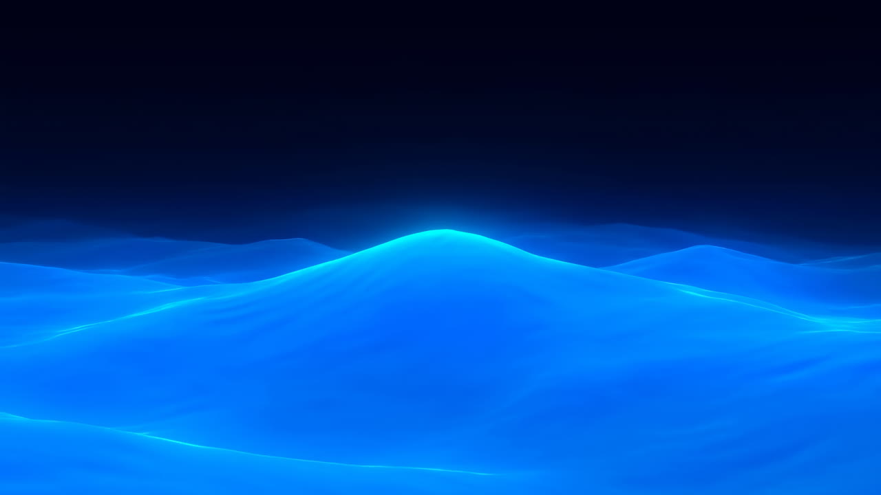 Abstract Blue Glowing Waves Undulating on a Dark Background
