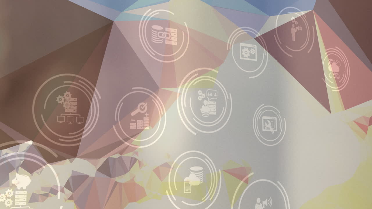 animación de una red de iconos digitales sobre cajas de cartón