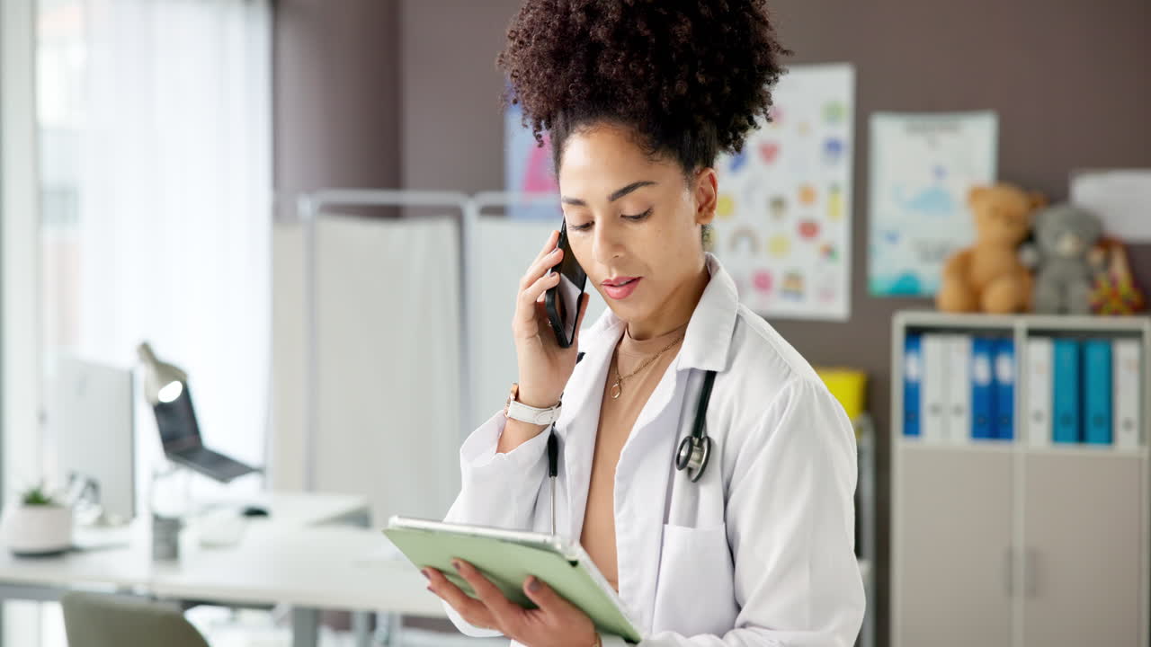 Doctor on a call in her office
