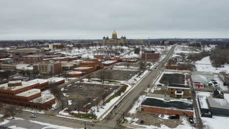 iowa state capitol building in winter