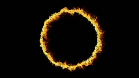 4k abstracto círculo de combustión loopable tecnología de fondo, partículas, fondo de color negro