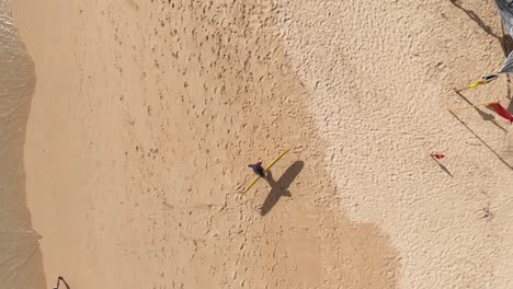 aerial view of people on the beach
