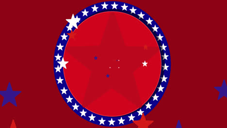 animation of stars over blue circle with white stars on red background