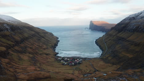 faroe islands 4k aerial of tjørnuvík, streymoy