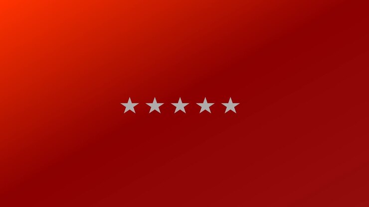 Five Star Quality Product Symbol Shown with Animated Stars on a Red Background