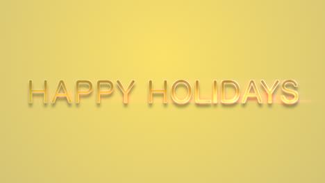 sparkling gold happy holidays greeting card on yellow background