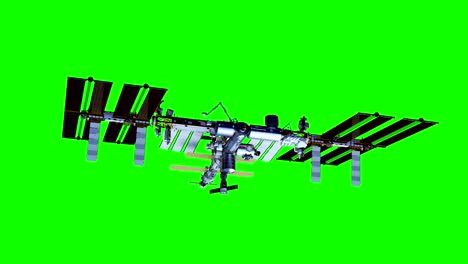 4k. international space station rotates solar panels. green screen.