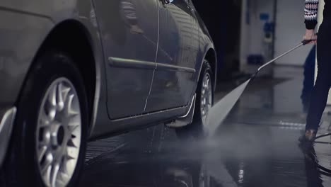 washes modern black car wheels