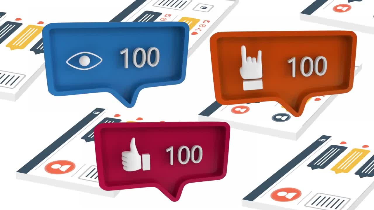 iconos que aumentan en número en las redes sociales