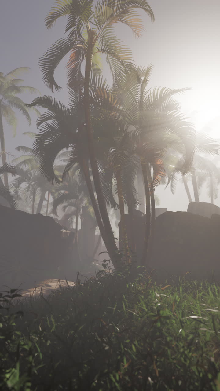 una hermosa y pacífica escena de la selva tropical