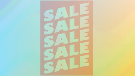 animación del texto de venta en fondo amarillo a azul