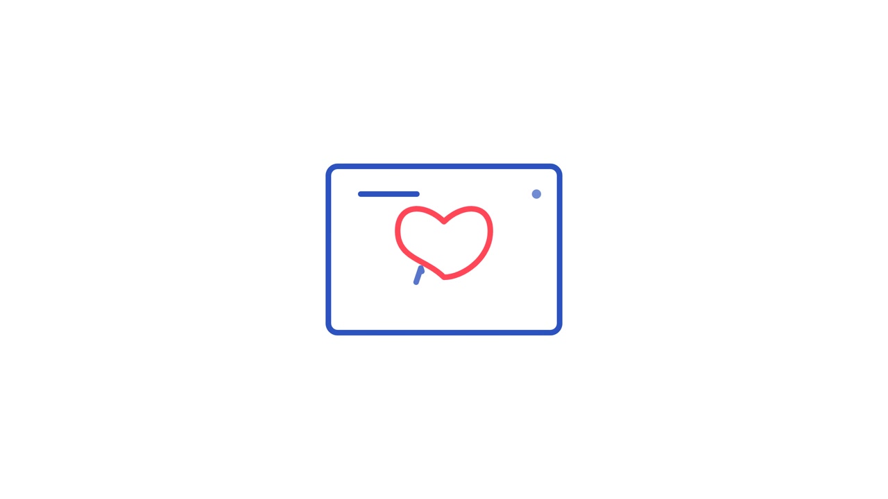 Animated Line Drawing of a Heart Inside a Rectangle