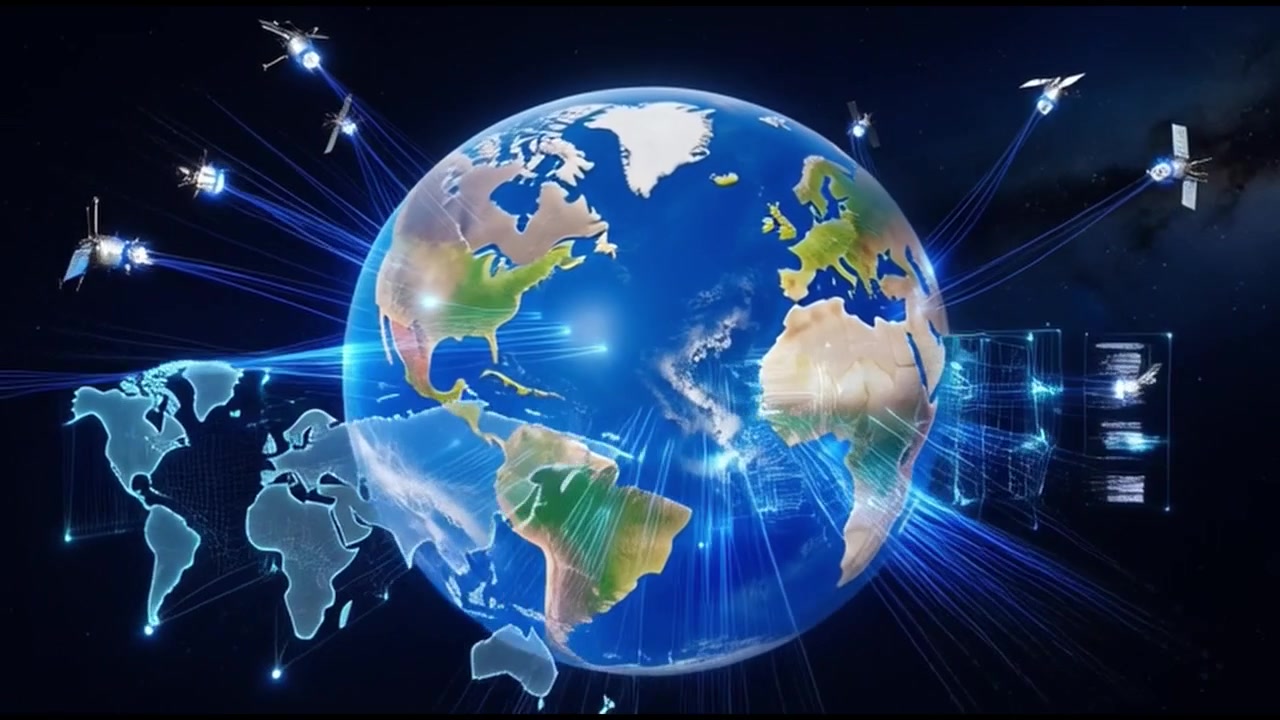 Globalt satellittnettverk som kobler jorden med digitale datastrømmer