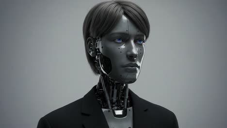exploring the future of technology: a detailed look at a human-like robot with intricate features and realistic design as it stands poised for innovation