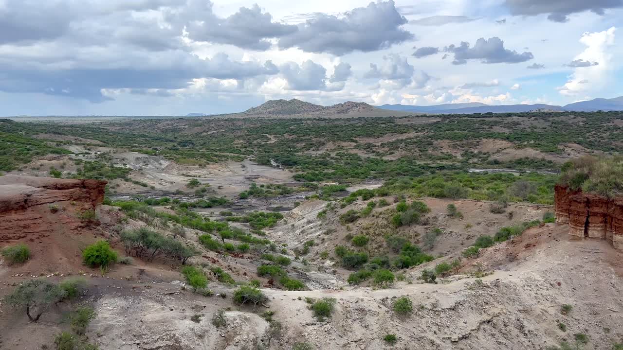 Olduvai Gorge or Oldupai Gorge panorama in Ngorongoro Conservation Area in Tanzania.
