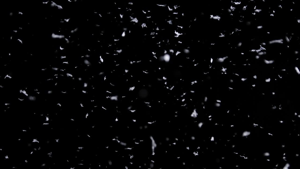 Falling Snow down On The Black Background