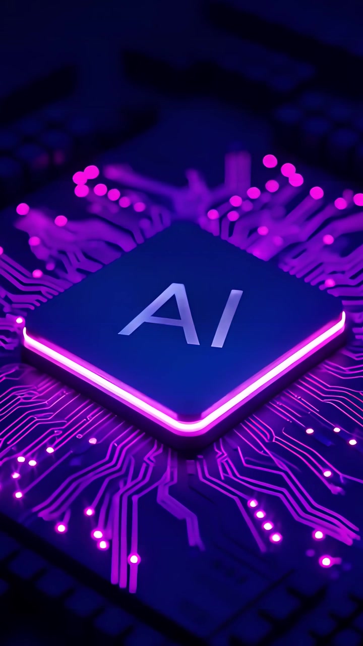 Sfondo Tecnologico Futuristico con Scheda Madre e Chip AI 4K
