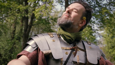 roman soldier in a forest scene