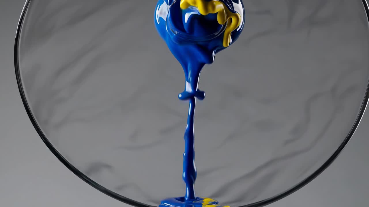 Colorful Paint Pouring into a Glass