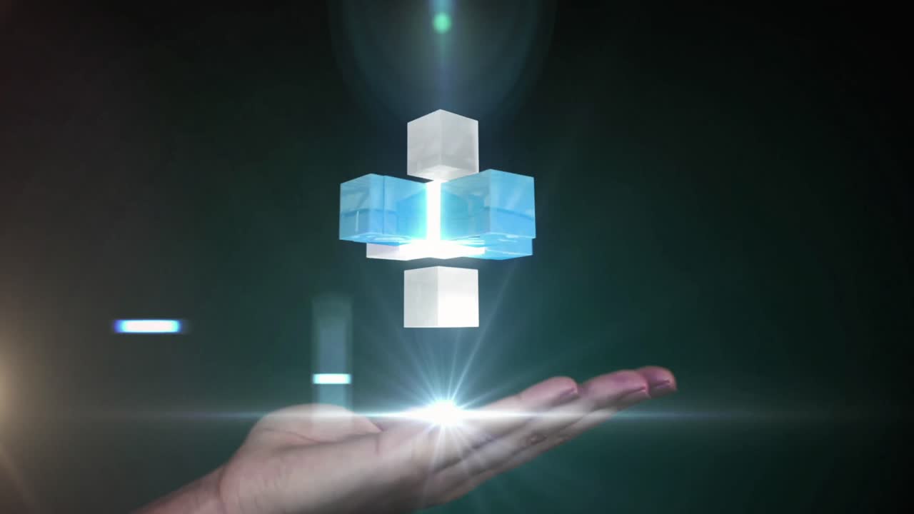 가운 점 위에 움직이는 모양으로 손의 애니메이션